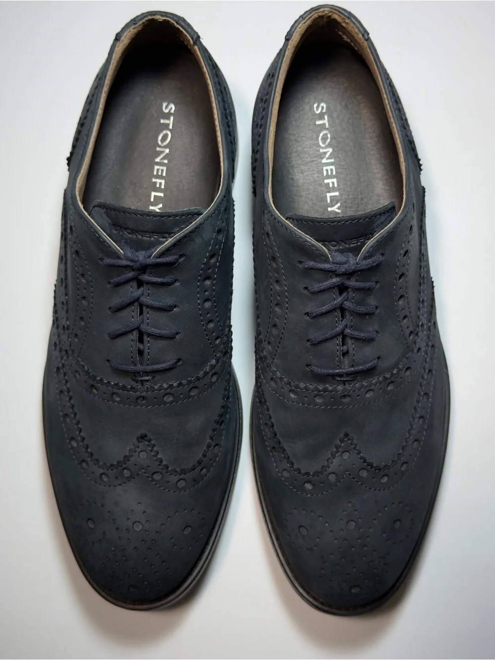 Men’s EU 42/ US 8.5 Luxury Italian Dusty Blue Suede Leather Brogue Oxford